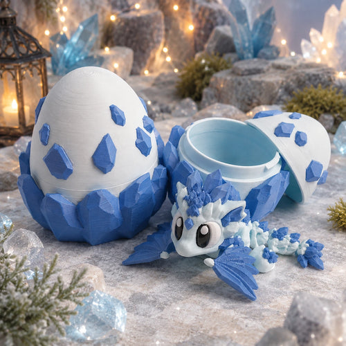 Auralys – Œuf de dragon givré avec bébé dragon articulé
