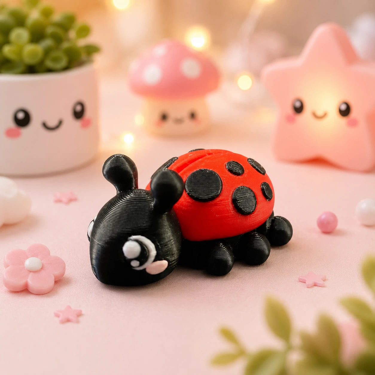 Coccinelle articulée kawaii Luna en impression 3D