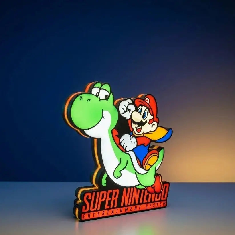 Lampe LED Mario et Yoshi Collector de LampeGeek, lampe lumineuse avec personnages Mario et Yoshi colorés, décoration pour chambre.