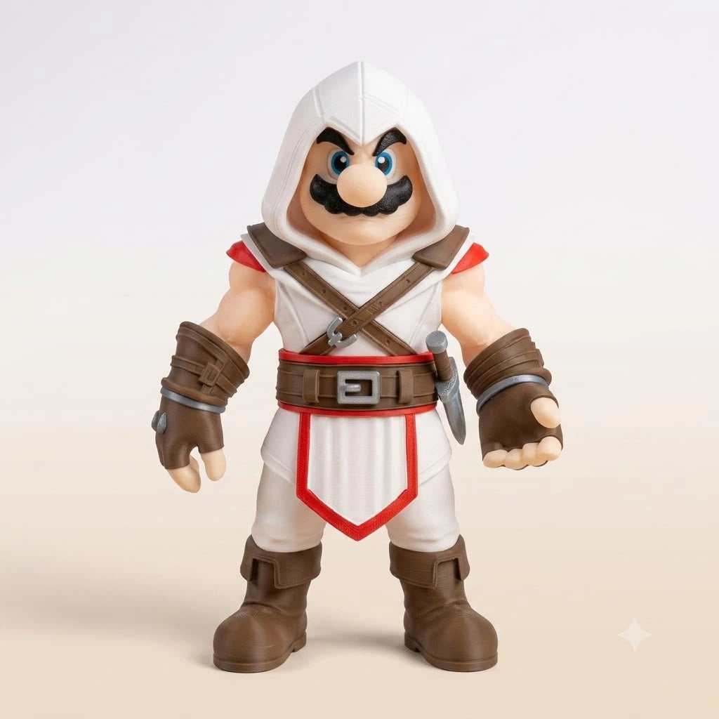 Mario Assassin – Figurine crossover XL en impression 3D – 30 cm