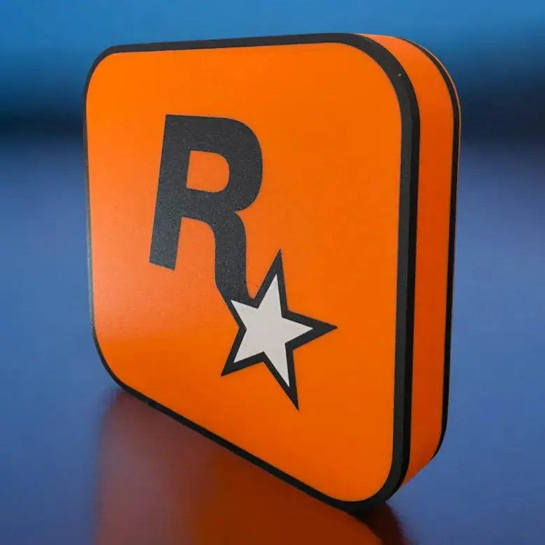 Lampe LED Rockstar Games Ultimate RGB de LampeGeek, éclairage coloré avec logo Rockstar Games lumineux, pour décoration intérieure.