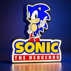 Lampe LED Sonic The Hedgehog édition rétro gaming RGB de LampeGeek, illuminated, avec design de Sonic en style rétro.