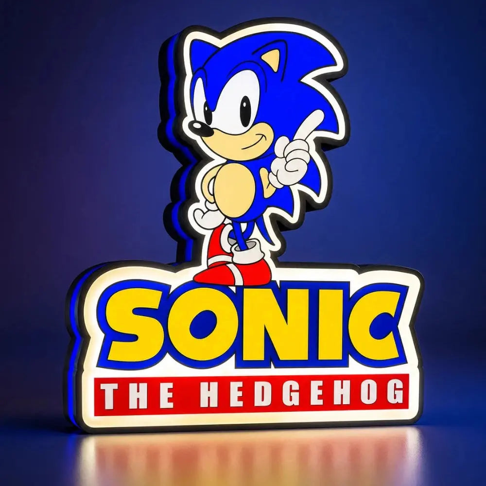 Lampe LED Sonic The Hedgehog édition rétro gaming RGB de LampeGeek, illuminated, avec design de Sonic en style rétro.