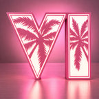 Lampe LED GTA 6 RGB – Logo VI avec Palmiers - LampeGeek
