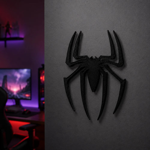 Logo Spider-Man 3D – Décoration murale noire - LampeGeek