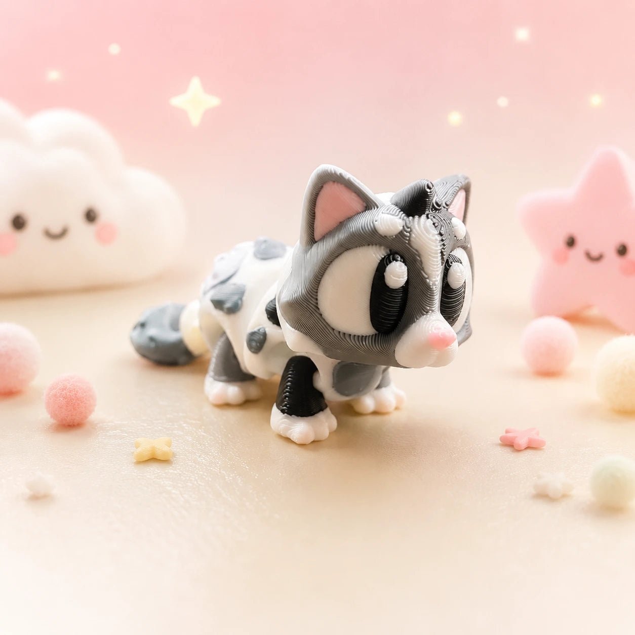 Mochi – Chaton kawaii articulé en impression 3D - LampeGeek