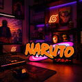 Lampe LED Naruto Shippuden Anime Manga RGB de LampeGeek, éclairage coloré avec image de Naruto en style manga.
