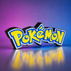 Lampe LED Pokémon Collector RGB de LampeGeek, affichant une figure Pokémon colorée sur fond noir.