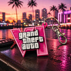 Porte-clé GTA VI Logo Rose – Impression 3D - LampeGeek