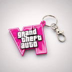 Porte-clé GTA VI Logo Rose – Impression 3D - LampeGeek
