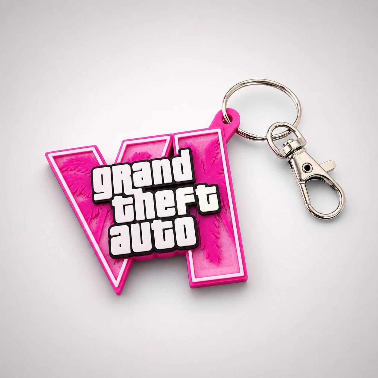 Porte-clé GTA VI Logo Rose – Impression 3D - LampeGeek