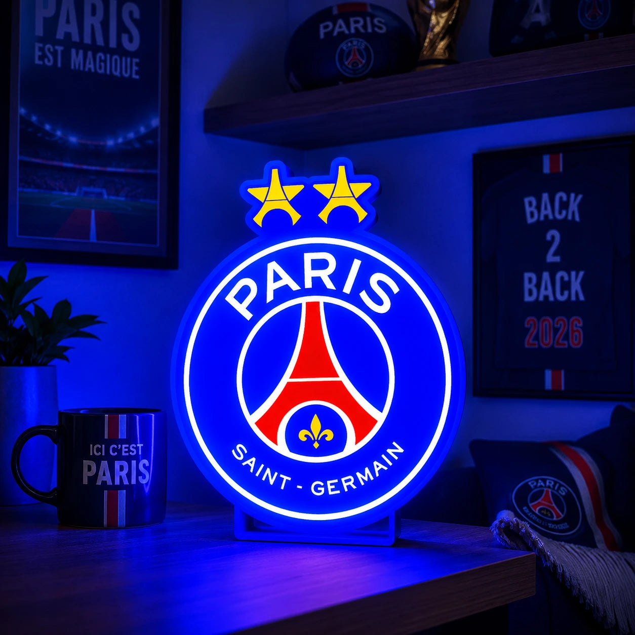 Lampe LED PSG 2026 Collector – Déco football & supporter parisien LampeGeek