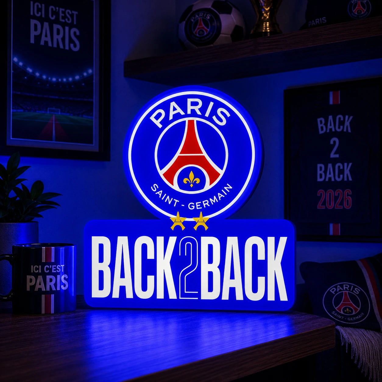 Lampe LED PSG Back2Back Collector – Déco football & supporter parisien LampeGeek
