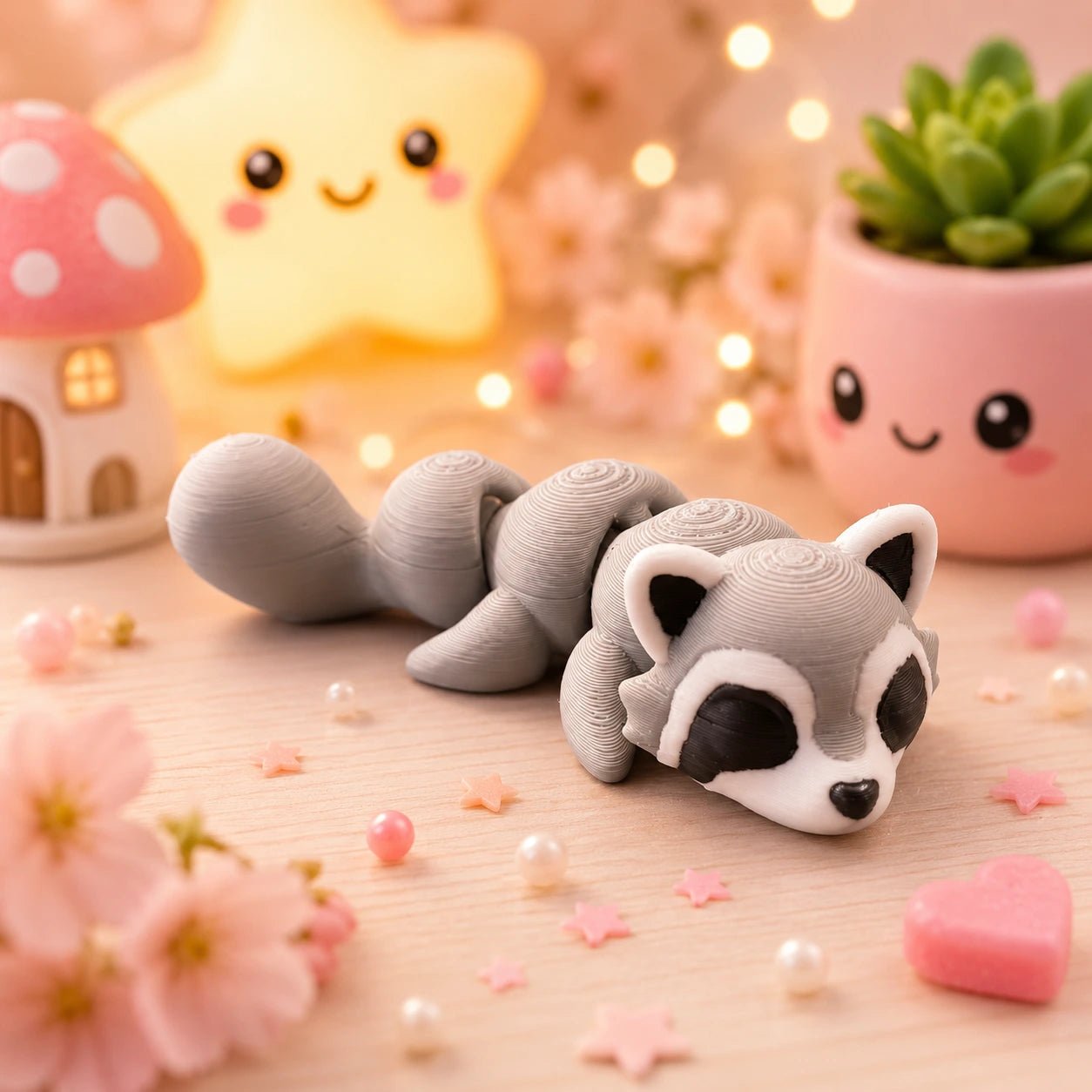 Rasco – Raton laveur articulé kawaii en impression 3D - LampeGeek